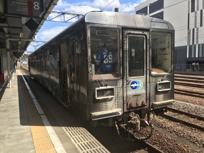 鉄道乗車記録の写真:乗車した列車(外観)(1)          「水戸駅で撮影した乗車車両「サメラッピング」車両。」