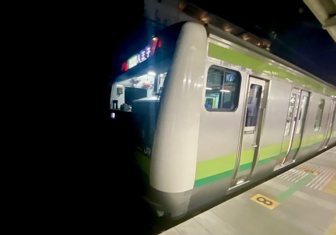 鉄道乗車記録の写真:乗車した列車(外観)(1)        「新横浜駅で出発待機中の乗車列車。」