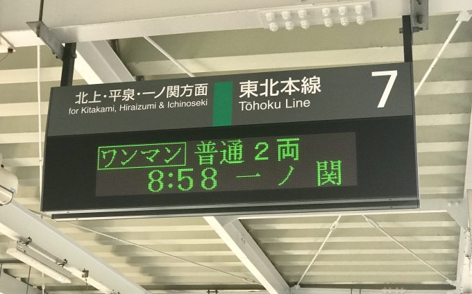 鉄道乗車記録の写真:駅舎・駅施設、様子(2)        「盛岡駅での乗車列車の案内。」
