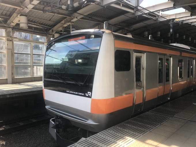 鉄道乗車記録の写真:乗車した列車(外観)(1)          「武蔵境駅に到着した乗車車両。」