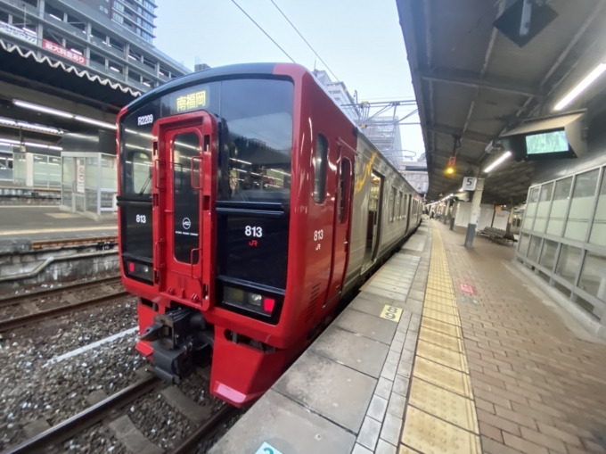 鉄道乗車記録の写真:乗車した列車(外観)(1)        「小倉駅で出発待機中の乗車列車。」