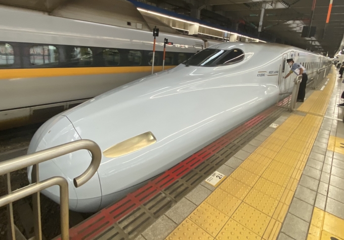 鉄道乗車記録の写真:乗車した列車(外観)(1)          「博多駅で出発待機中の乗車列車。」