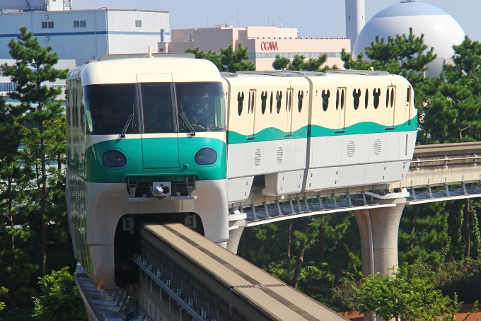 鉄道乗車記録の写真:乗車した列車(外観)(1)        「東京ディズニーシー・ステーション駅に到着する乗車編成。」