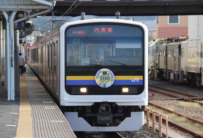 鉄道乗車記録の写真:乗車した列車(外観)(1)        「館山駅に到着した乗車編成。」