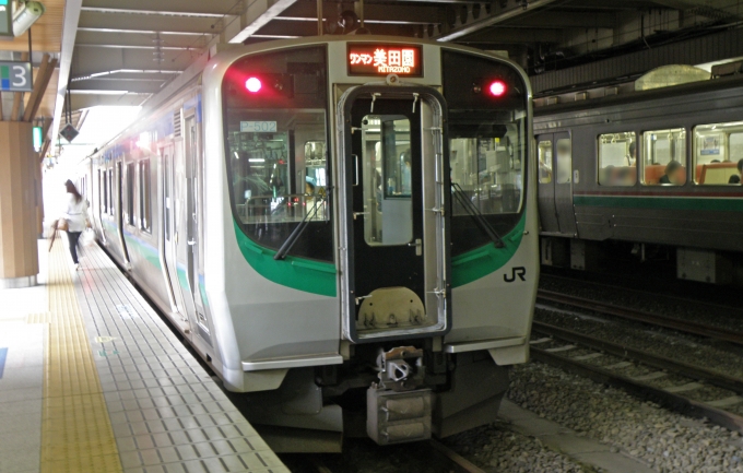 鉄道乗車記録の写真:乗車した列車(外観)(1)          「仙台駅で出発待機中の乗車列車。」