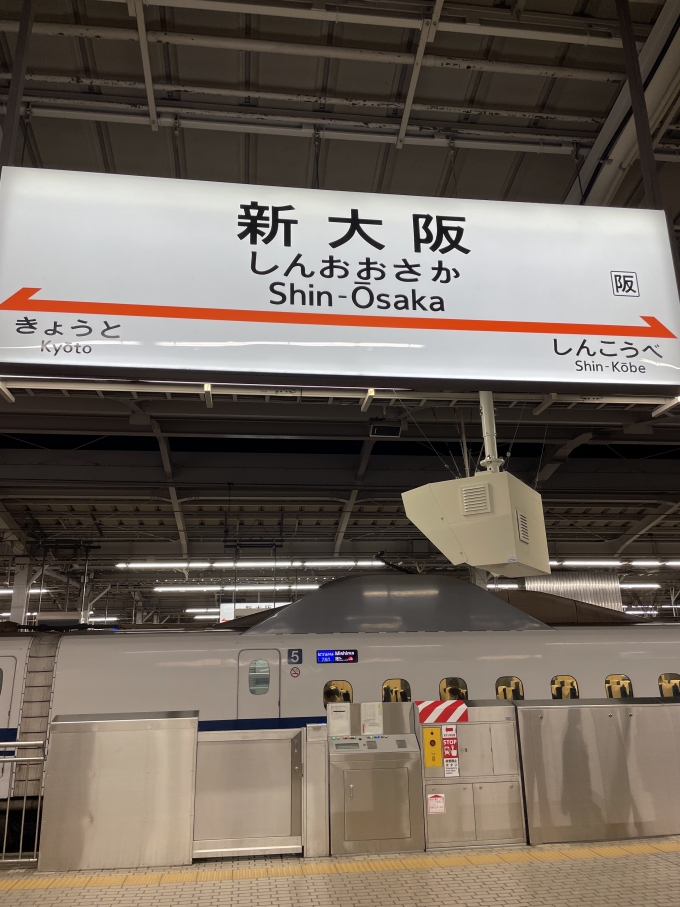 鉄道乗車記録の写真:駅名看板(1)          「新大阪で降りるのは２０年ぶりくるいです。
駅が変わりすぎていて驚きました。」