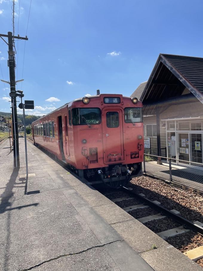 鉄道乗車記録の写真:乗車した列車(外観)(1)        「列車交換のために停車中。
広島駅では買い物に時間を取られて撮れませんでした。」
