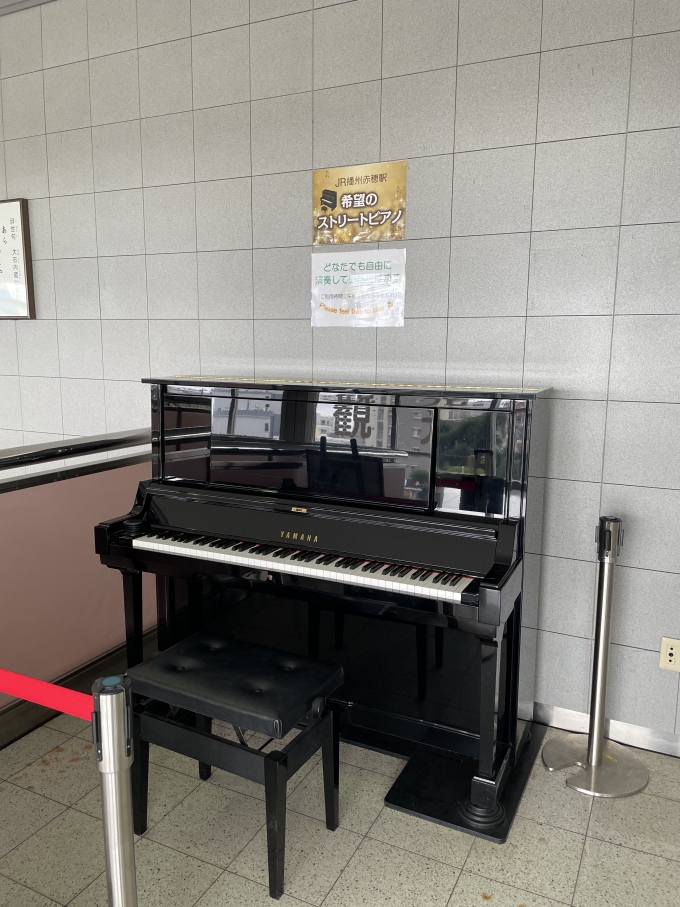 鉄道乗車記録の写真:駅舎・駅施設、様子(2)        「駅ピアノを見つけたので少し弾いてみました。
ちょっと返りが遅かった感じがするけど良いピアノでした。」