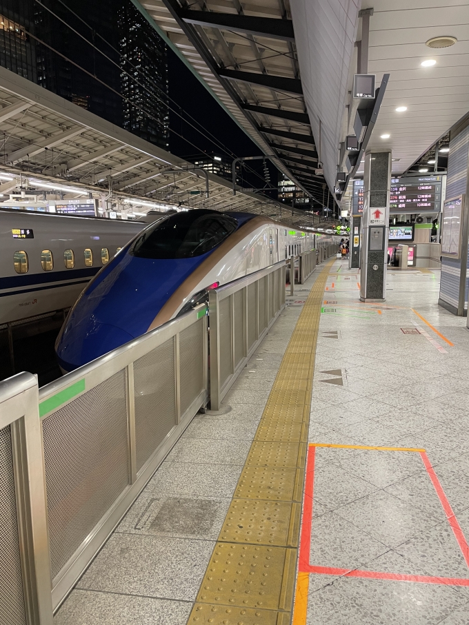 鉄道乗車記録の写真:乗車した列車(外観)(1)        「北陸新幹線の長野以北は初の乗車。
かがやき号も初乗車です。
揺れも少なく快適でした。」