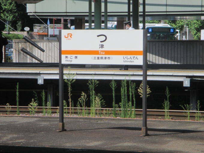 鉄道乗車記録の写真:駅名看板(1)        「夢にまでみたJR津の駅名標です！」