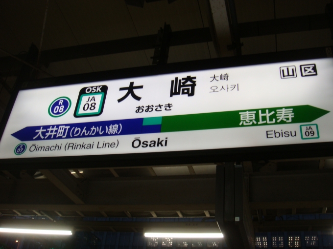 鉄道乗車記録の写真:駅名看板(2)        「JR大崎駅の駅標です。」