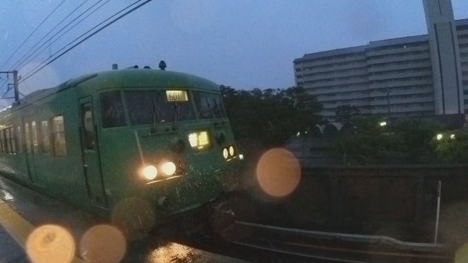 鉄道乗車記録の写真:乗車した列車(外観)(1)        「乗る数分前に雨が降り出したので写ってます。この旅?で唯一の雨です。」