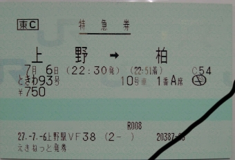 上野駅から柏駅:鉄道乗車記録の写真