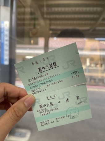 越中八尾駅から速星駅の乗車記録(乗りつぶし)写真