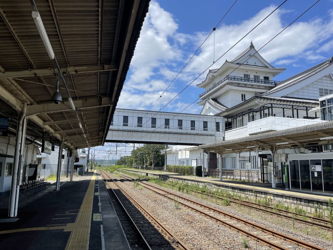 鉄道乗車記録の写真:駅舎・駅施設、様子(2)        「ホームから見る悠里館。」
