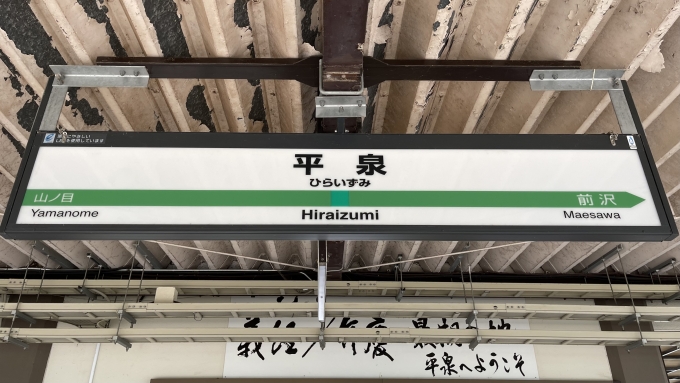 鉄道乗車記録の写真:駅名看板(3)        「謎に横長な駅名標。」