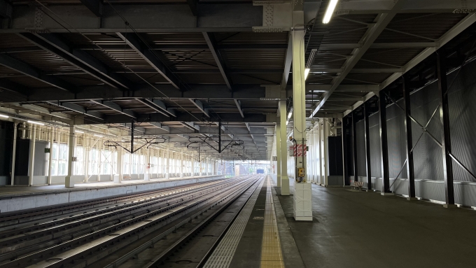 鉄道乗車記録の写真:駅舎・駅施設、様子(5)        「2面2線(通過線あり)の構造で、無駄に広大で幅の長いホームが特徴。」