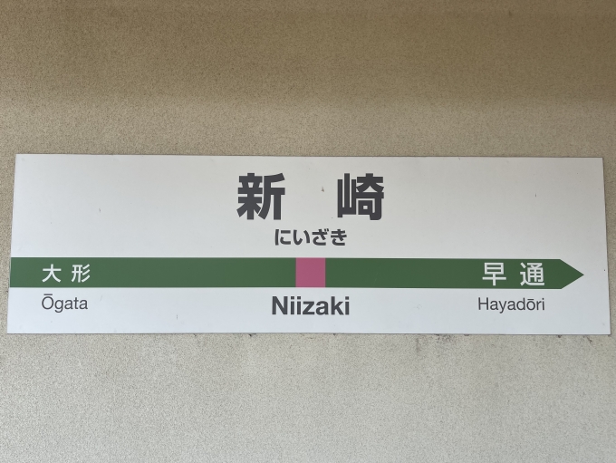 鉄道乗車記録の写真:駅名看板(2)        「一部、簡易的な駅名標が採用されている。」