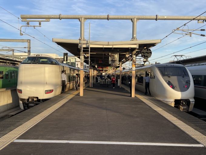 鉄道乗車記録の写真:乗車した列車(外観)(1)          「左側が特急はしだて。右側は特急こうのとり 新大阪行き。」