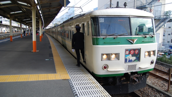 鉄道乗車記録の写真:乗車した列車(外観)(7)     「185系0番代(A5)
@熱海駅2番線」