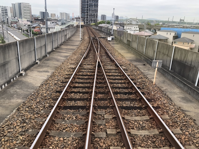 鉄道乗車記録の写真:車窓・風景(15)        「勝川駅手前で単線に」