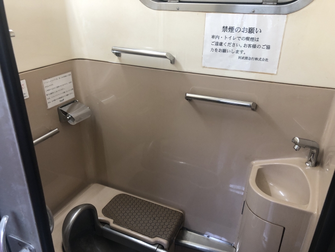 鉄道乗車記録の写真:車内設備、様子(8)        「トイレは通風口がある昔のタイプ」