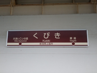 くびき駅 写真:駅名看板