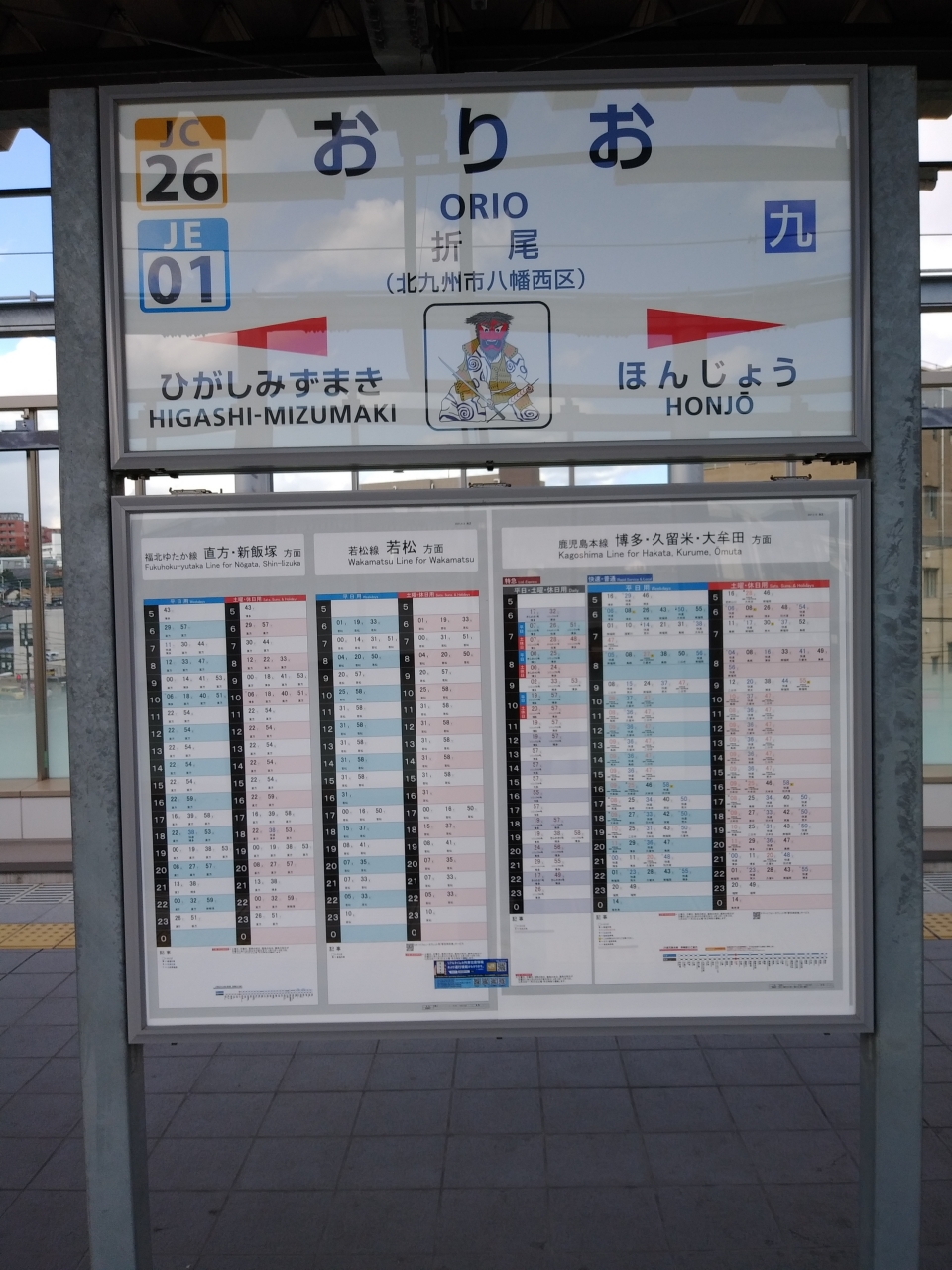 鉄道乗車記録「折尾駅から若松駅」駅名看板の写真(2) by スハフ１２（高タカ） 撮影日時:2021年11月23日