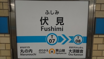 伏見駅から八事駅の乗車記録(乗りつぶし)写真