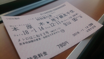本厚木駅から北千住駅の乗車記録(乗りつぶし)写真