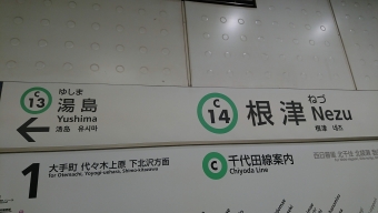 西日暮里駅から根津駅の乗車記録(乗りつぶし)写真