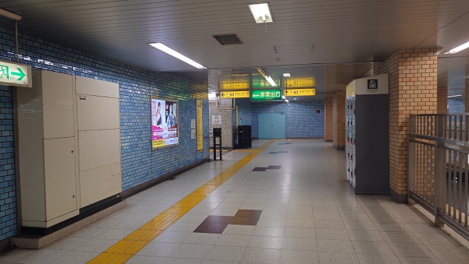 鉄道乗車記録の写真:駅舎・駅施設、様子(4)        「岩本町駅のクソデカ非常出口看板からしか得られない栄養素がある。」