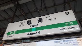 亀有駅から綾瀬駅の乗車記録(乗りつぶし)写真