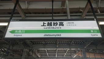 上野駅から上越妙高駅の乗車記録(乗りつぶし)写真