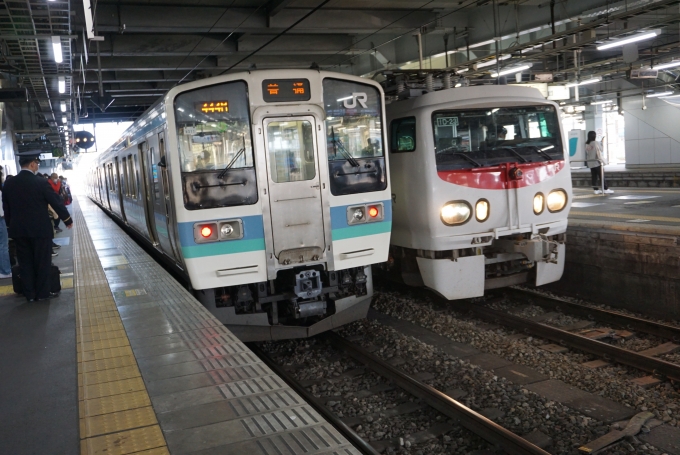 鉄道乗車記録の写真:乗車した列車(外観)(1)        「E491系 East i-Eとの並び」