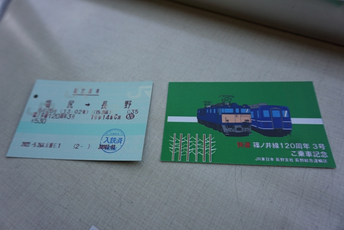 鉄道乗車記録の写真:きっぷ(21)        「乗車記念カードと共に」