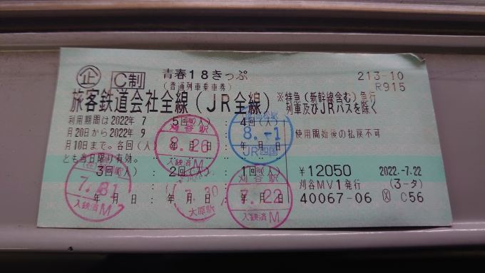 鉄道乗車記録の写真:きっぷ(2)        「青春18きっぷ5回目」