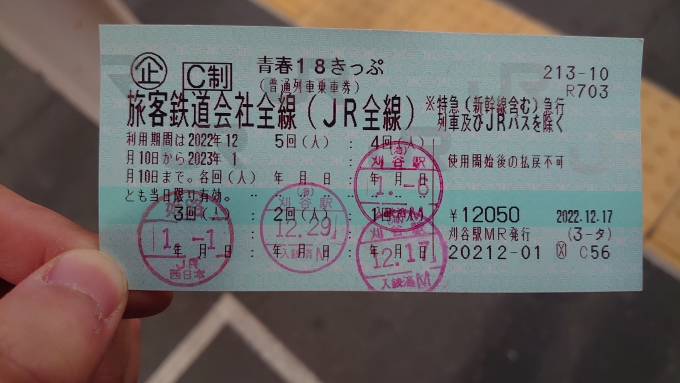 鉄道乗車記録の写真:きっぷ(2)        「青春18きっぷ4回目」