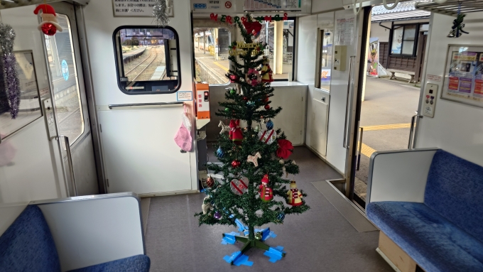 鉄道乗車記録の写真:車内設備、様子(2)        「車内にクリスマスツリー！」