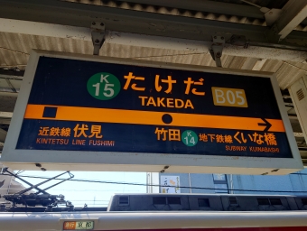 竹田駅から京都駅の乗車記録(乗りつぶし)写真