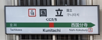 国立駅から西国分寺駅の乗車記録(乗りつぶし)写真