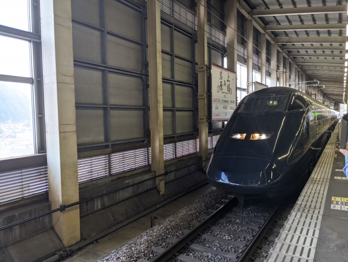 鉄道乗車記録の写真:列車・車両の様子(未乗車)(4)        「お隣のホームには現美新幹線が止まってました。」