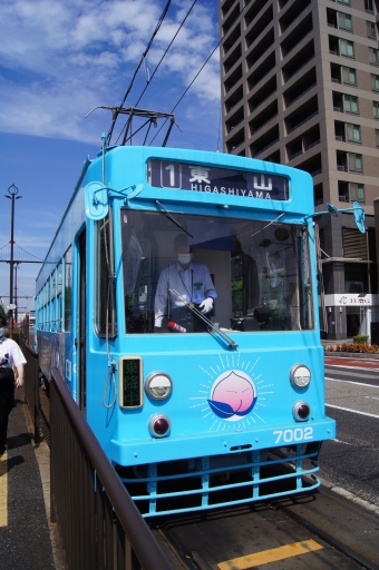 岡山駅前停留場から柳川停留場の乗車記録(乗りつぶし)写真