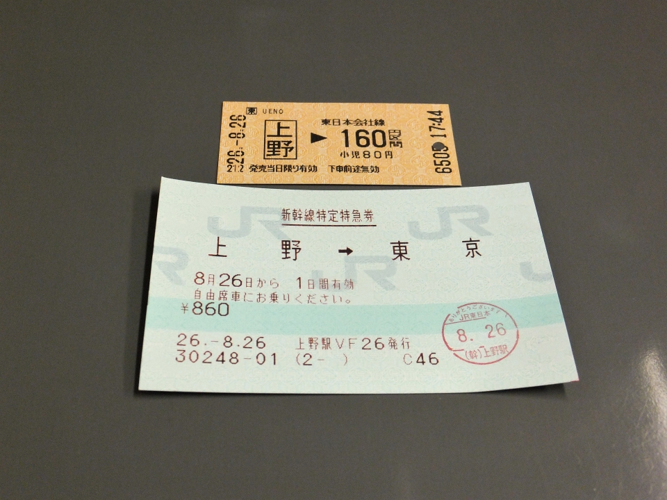 鉄道乗車記録「上野駅から東京駅」きっぷの写真(8) by 浮雲 撮影日時:2014年08月26日