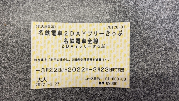 鉄道乗車記録の写真:きっぷ(1)     「2dayフリー切符を券売機で当日購入。
4000円です。」