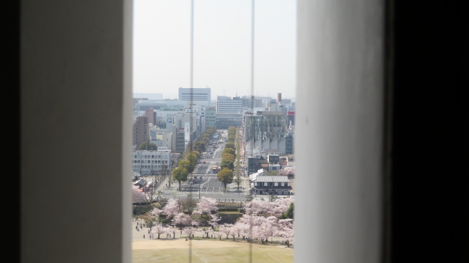 鉄道乗車記録の写真:旅の思い出(3)        「姫路城からのぞき見た姫路駅。」