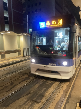 函館駅前停留場から湯の川停留場の乗車記録(乗りつぶし)写真