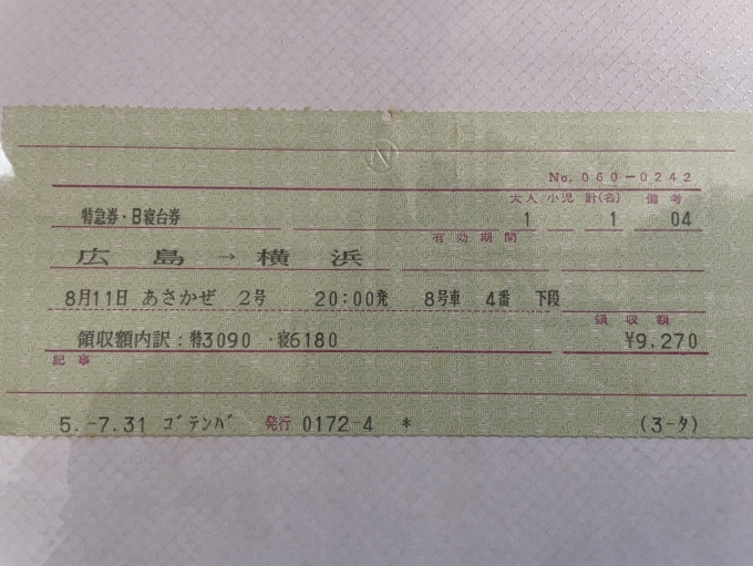 鉄道乗車記録の写真:きっぷ(1)          「唯一乗ったブルートレインです。」