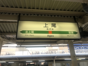 上尾駅 写真:駅名看板
