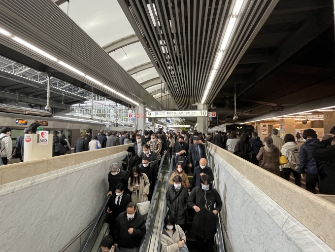鉄道乗車記録の写真:駅舎・駅施設、様子(2)        「大阪駅に到着。
人の群れに圧倒される」